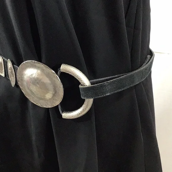 Vintage Anthony Alexander hammered silver and black suede sling belt - Picture 2 of 9